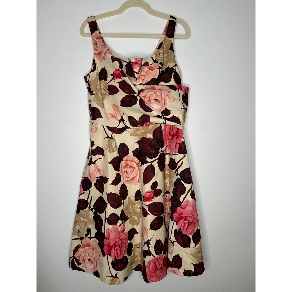 Talbots Fall Floral Midi Cocktail Dress Silk Blend Size 14 Wedding Guest Event
